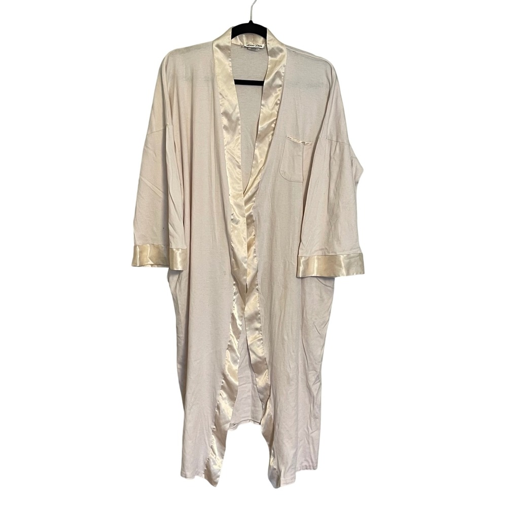 Vintage Miss Dior‎ Women's Beige Satin Trim Robe Kimono Style Size M